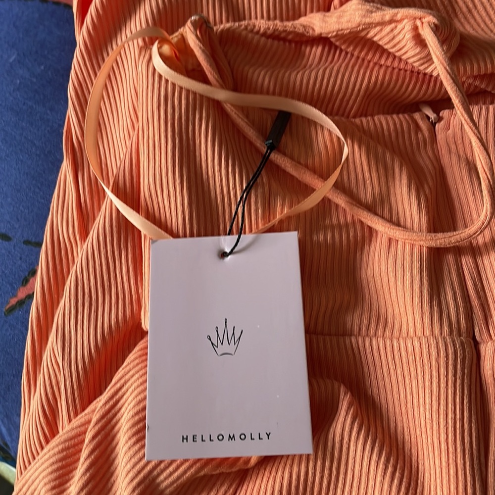 Hello Molly Rooftop Martinis for two peach ribbed dress, size L, new - Picture 8 of 8
